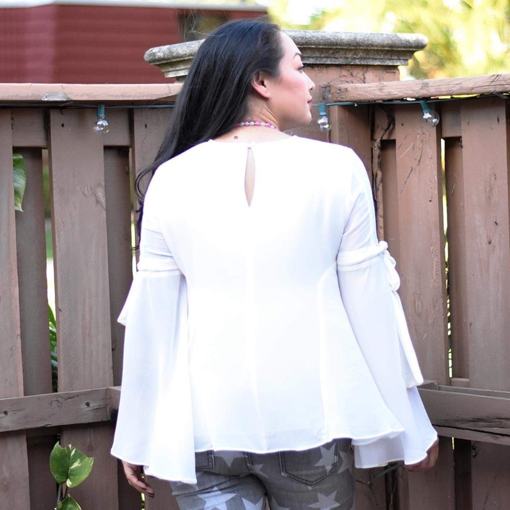 White Bell Sleeve Top - Picture 3 of 3